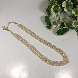 Vintage Faux Pearl Necklace V-Shaped Ivory Color 17 inch plus 3 inch Extender